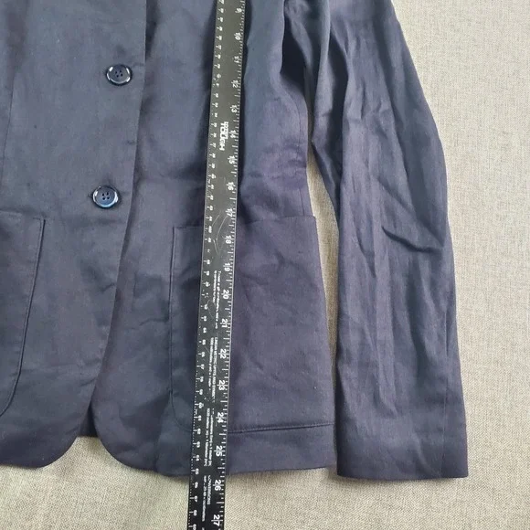 Sonia Speciale Blazer Womens 42 Dark Blue Flax Linen Blend Half Lined Italy - Picture 14 of 14